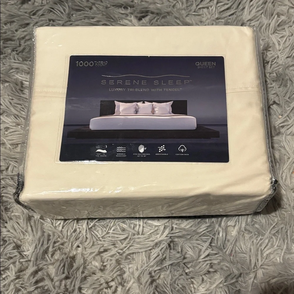 Serene Sleep Ivory QUEEN 4 Pc Sheet Set Retail $160